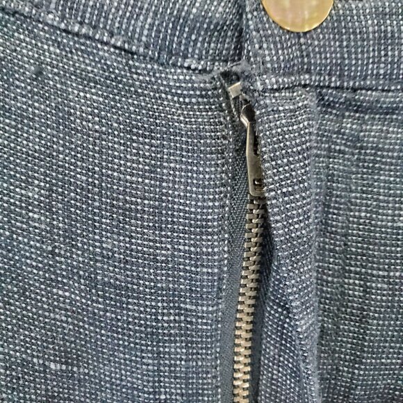 Halston Pants Womens 10 Blue Linen Wide Leg High Rise Zipper & Button Closure - Picture 9 of 11